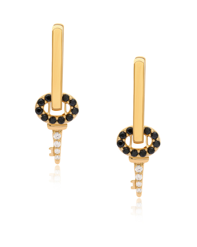 Summer Sparkle Charm Hoops - Black Spinel