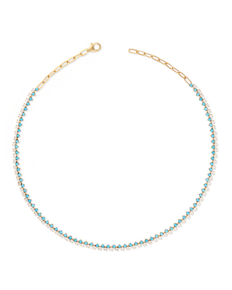 Timeless Sparkle Tennis Necklace - Turquoise