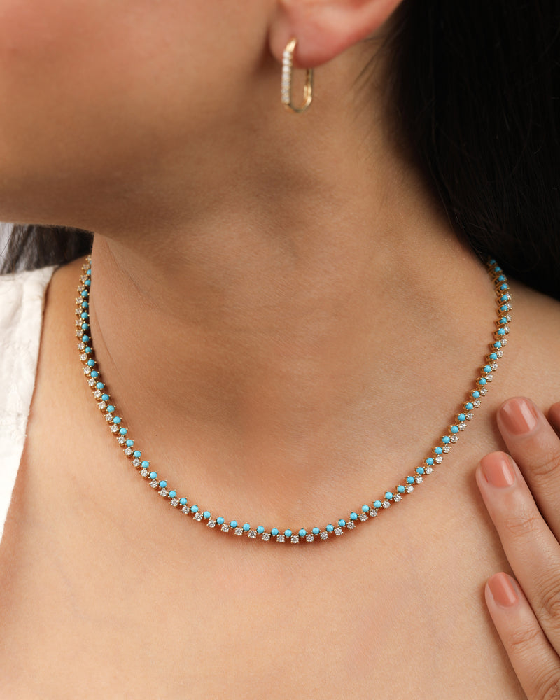 Summer Sparkle Tennis Necklace - Turquoise