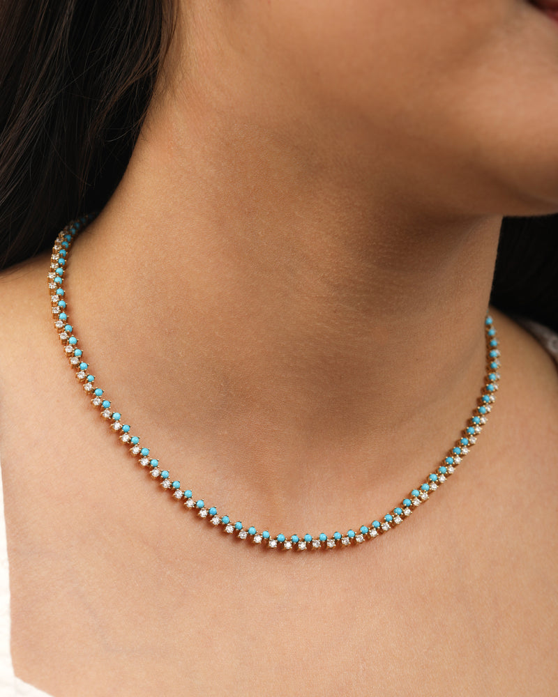 Summer Sparkle Tennis Necklace - Turquoise