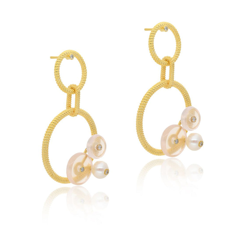 Ahana Rose Quartz Vermeil Dangler Earrings