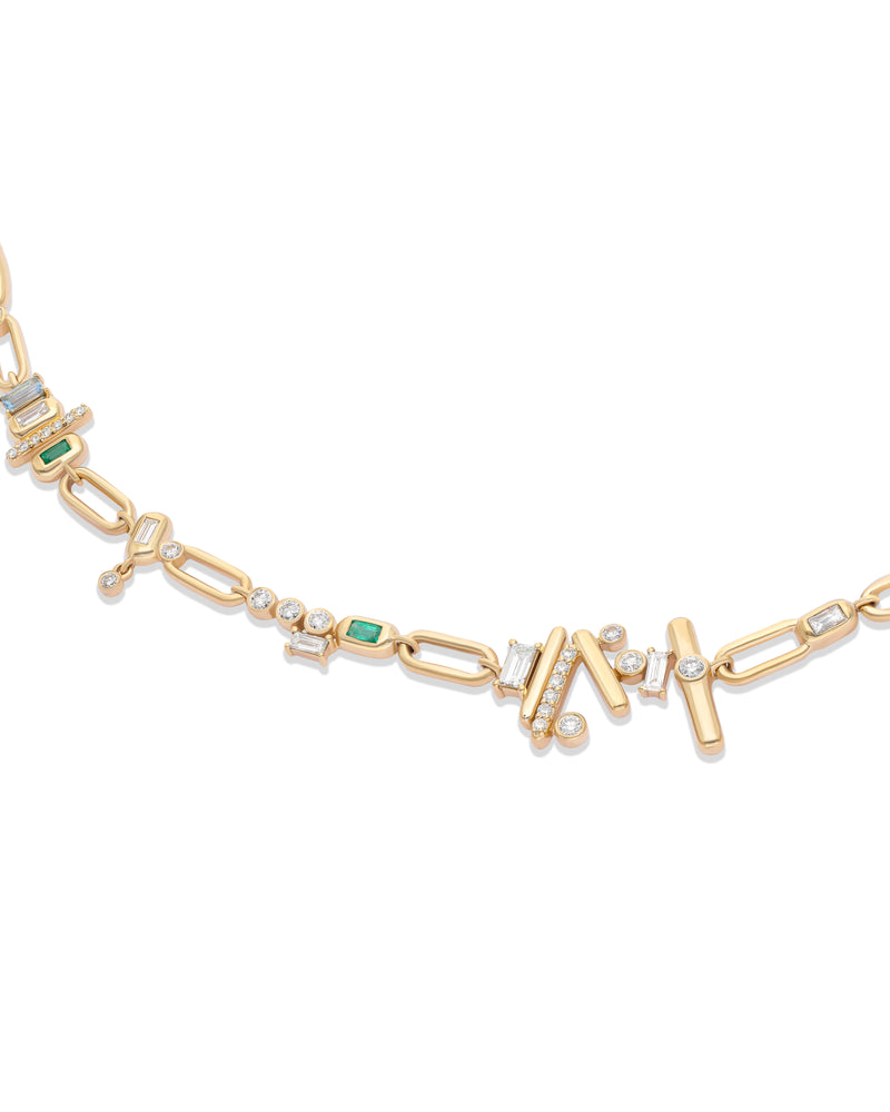 Ethereal Caress Multi-Stone 14k Gold  Necklace
