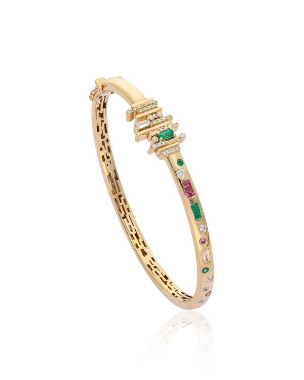 Ethereal Multi-stone 14k Gold Bangle