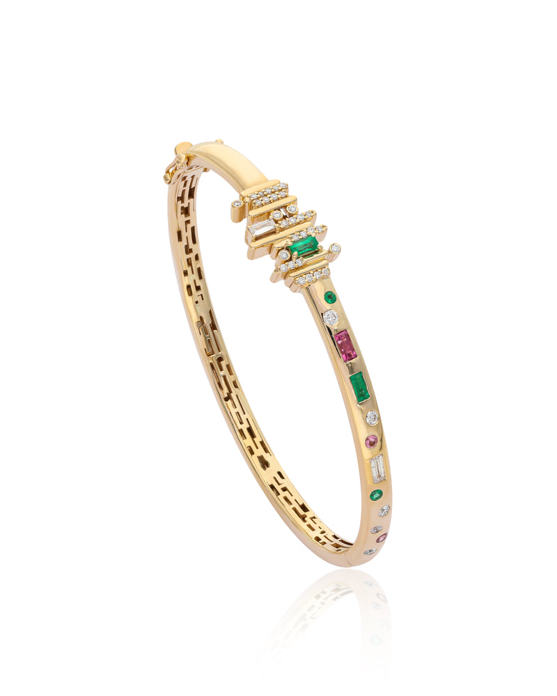 Ethereal Multi-stone 14k Gold Bangle