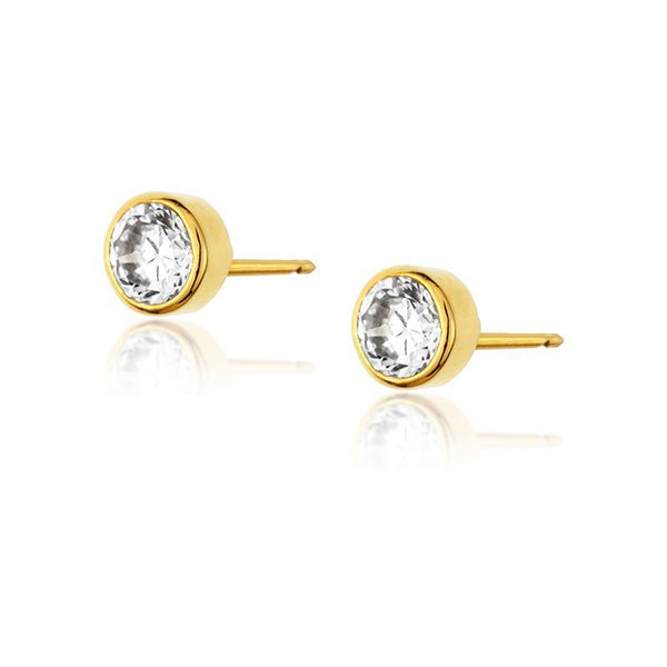 Éclat Bezel Set Zirconia Vermeil Studs