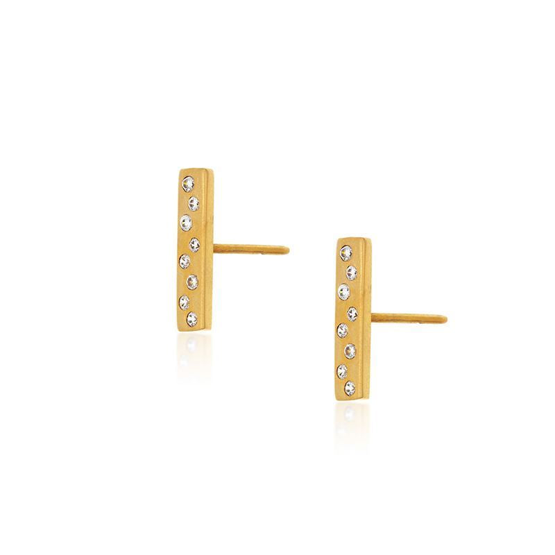 Pave-set Bar Earrings - Gold