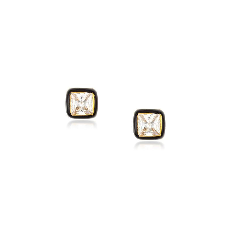 Black Enamel Vermeil Studs