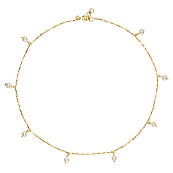 Ada Vermeil Cultured White Pearl Necklace