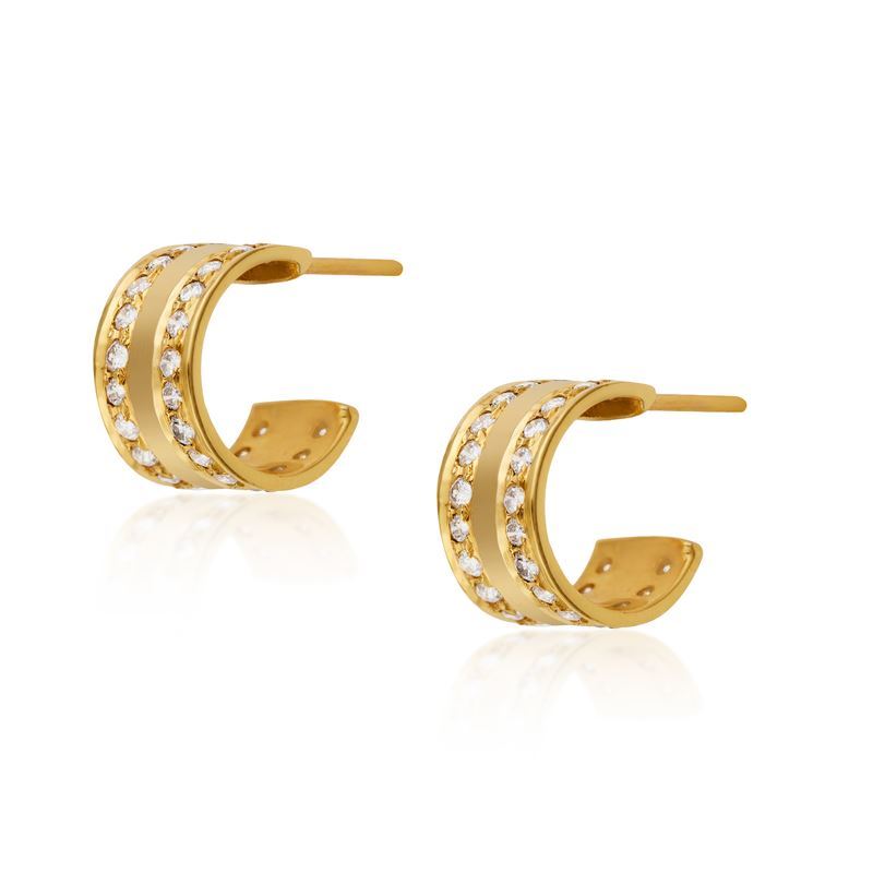 Diamond 14k Gold Cuff Hoops