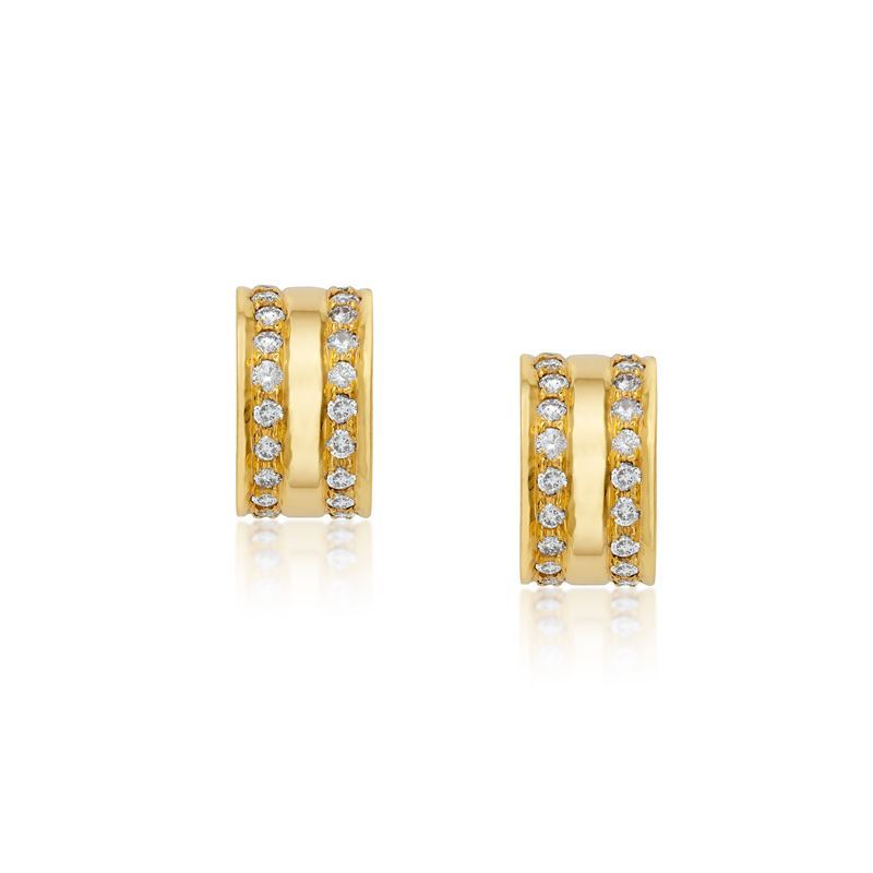 Diamond 14k Gold Cuff Hoops