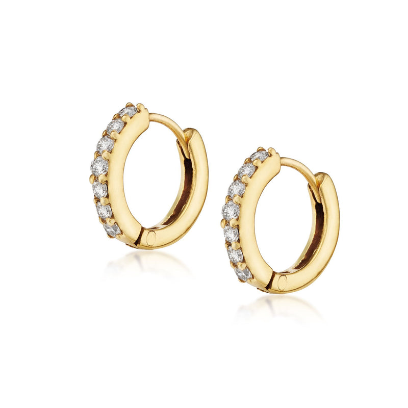 Classic Diamond 14k Gold Huggies