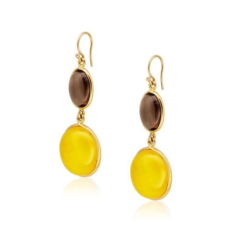 Mosaic Agate Vermeil Dangler Earrings