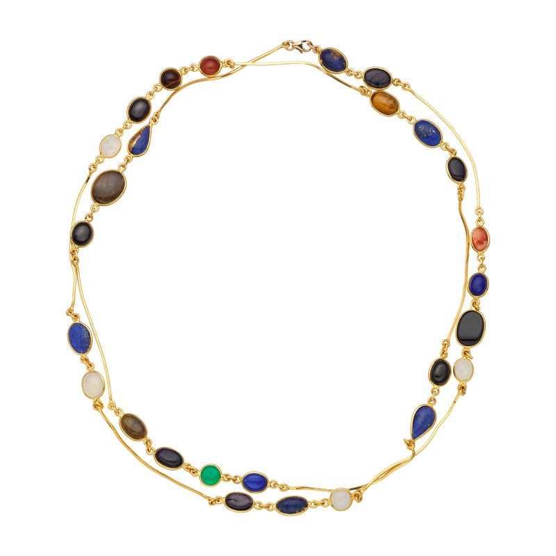 Mosaic Semi-Precious Stone Vermeil Necklace