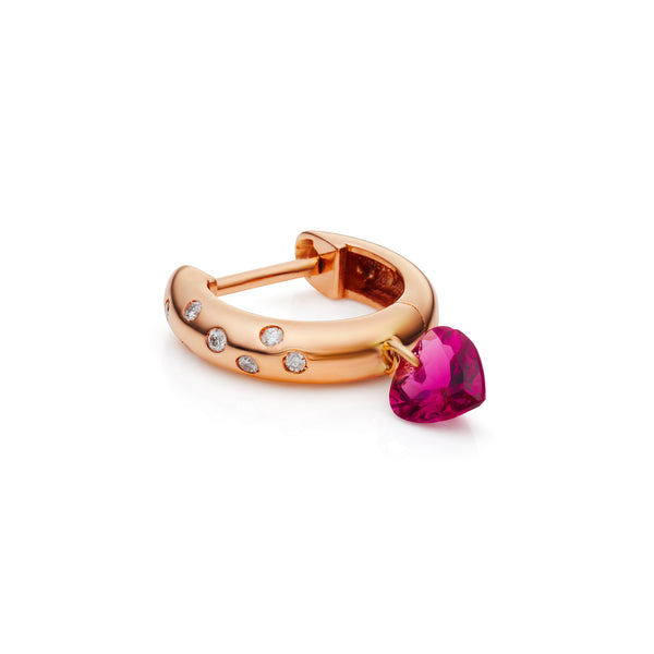 Rangoli Pink Tourmaline Drop 14k Gold Hoops