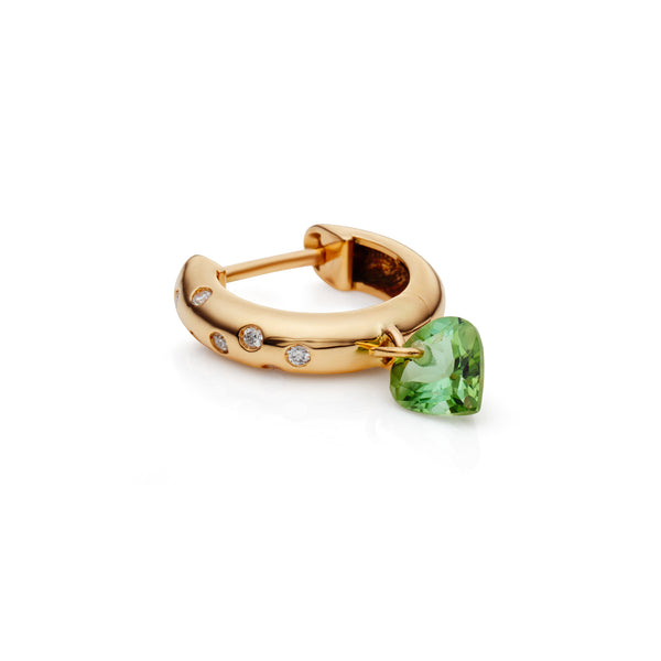 Rangoli Green Tourmaline Drop 14k Hoops