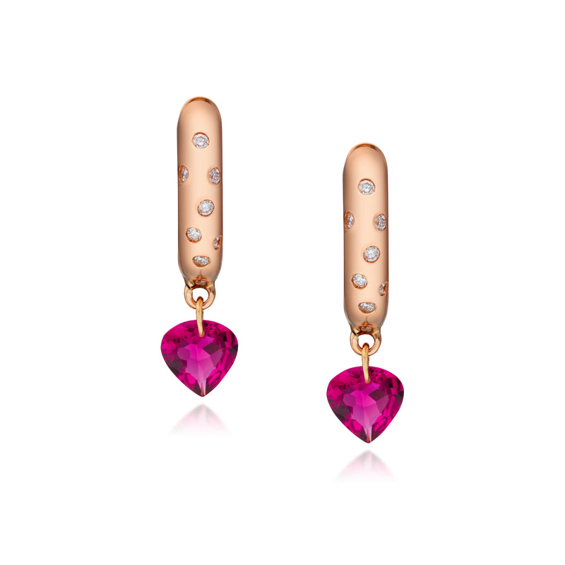 Rangoli Pink Tourmaline Hoops