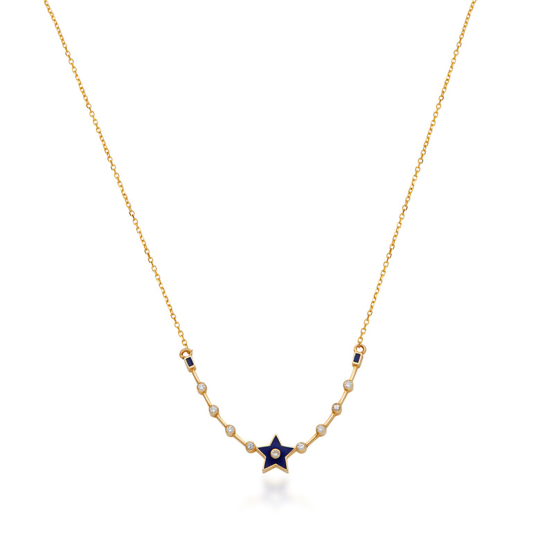 Galaxy Enamel & Diamond 14k Gold Necklace