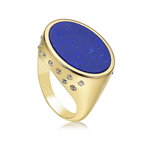 Ayla Signet Ring - Lapis and White Sapphires