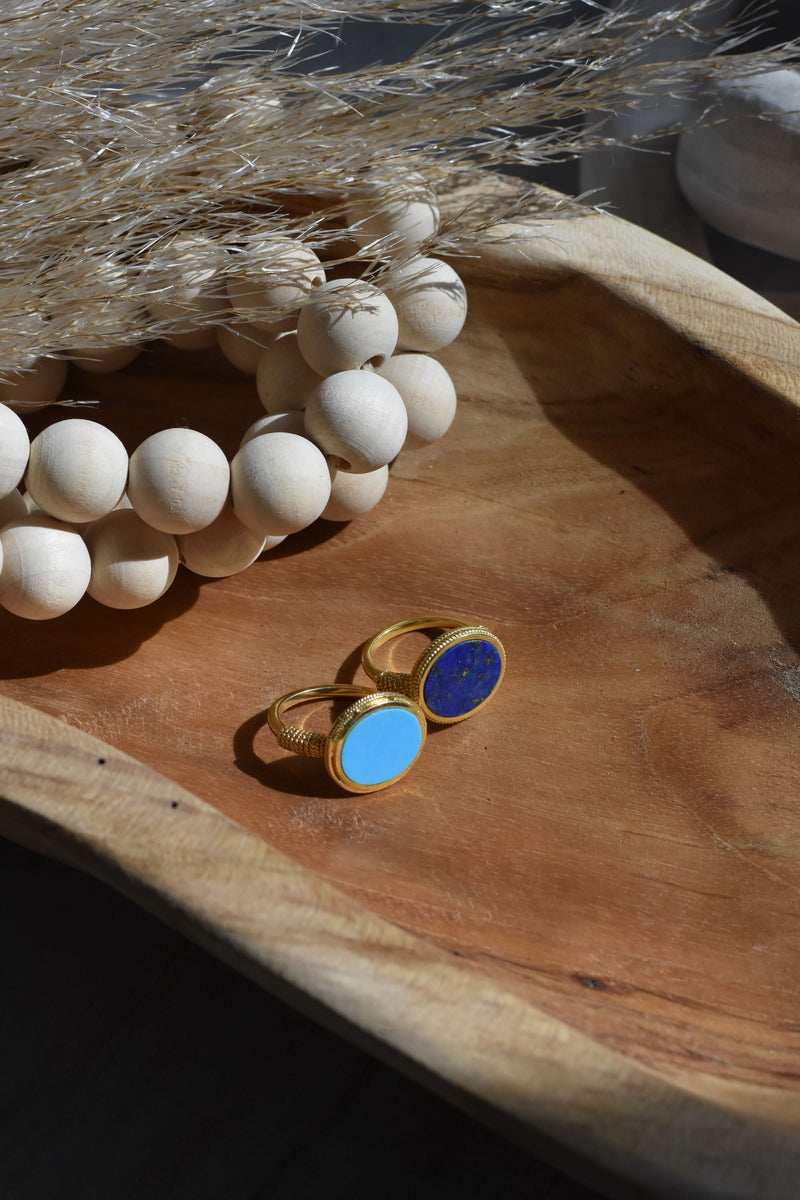 Ara Woven Ring - Lapis & Gold