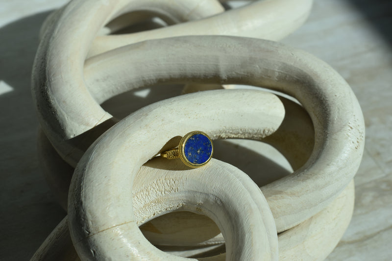 Ara Woven Ring - Lapis & Gold