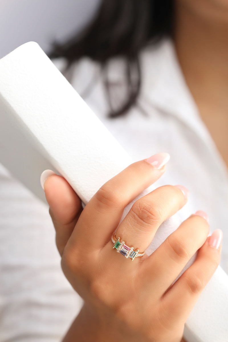 Ethereal Jardin Multi-Stone 14k Gold Ring