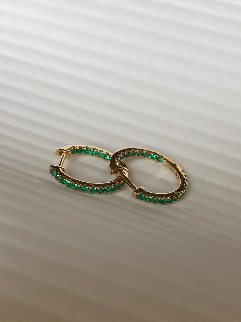Kelly Emerald 14k Gold Hoops