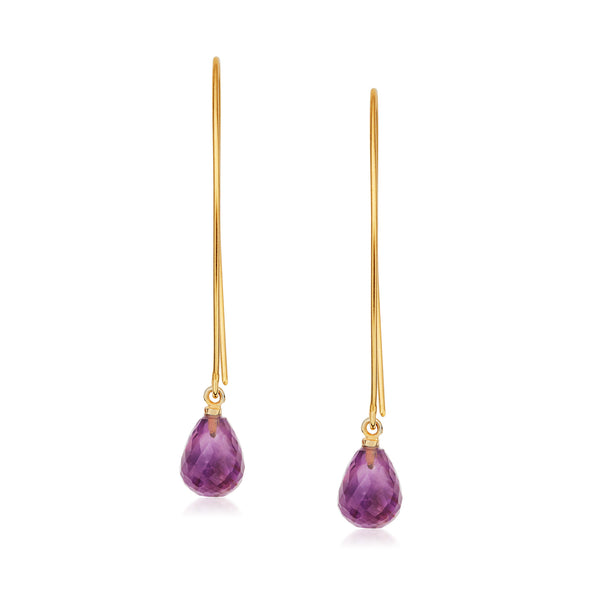 Jewel Drop Hoops - Amethyst