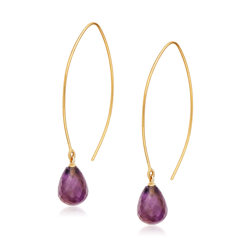 Jewel Drop Hoops - Amethyst