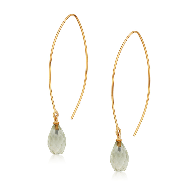 Jewel Drop Hoops - Green Amethyst