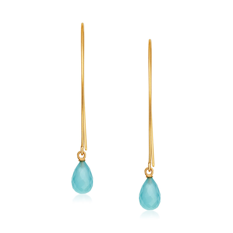 Jewel Drop Hoops - Sea Blue