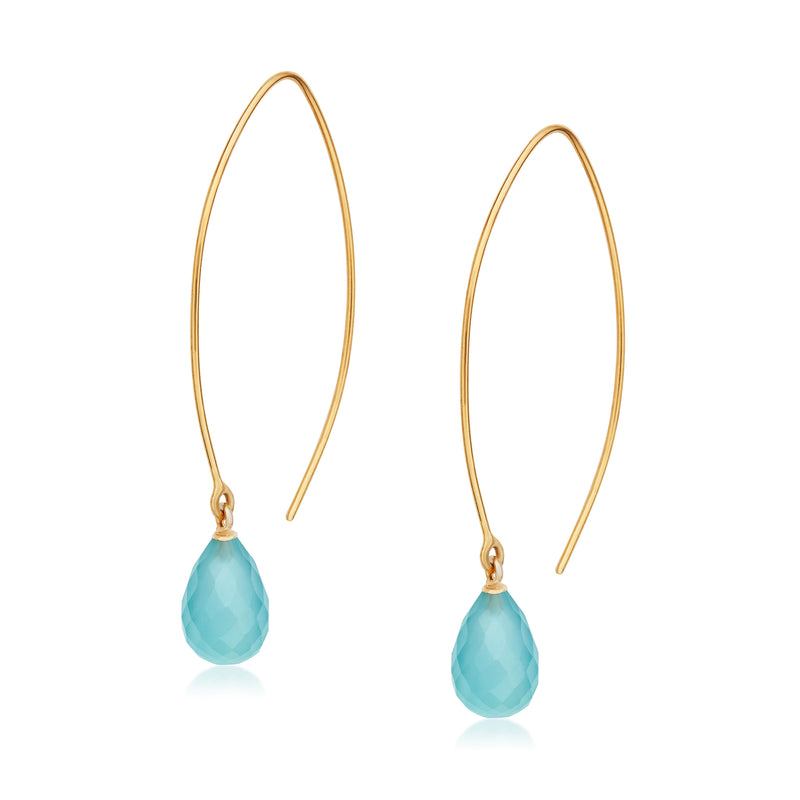 Jewel Drop Vermeil Hoops - Sea Blue