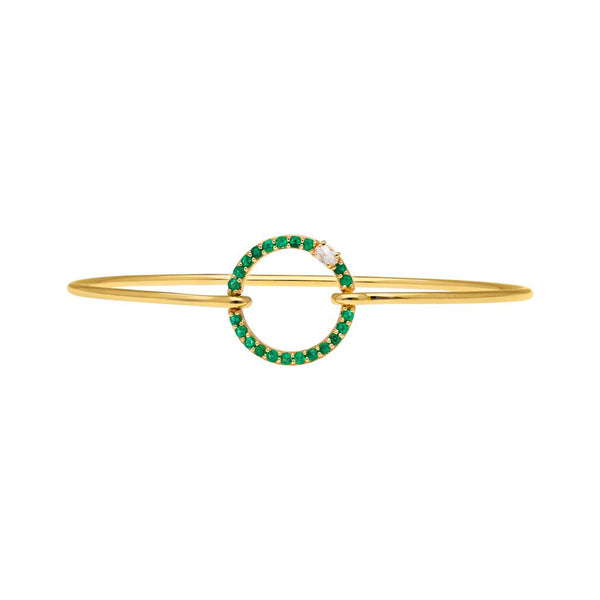 In Between Circles - Emerald 14k Gold Bangle Bracelet