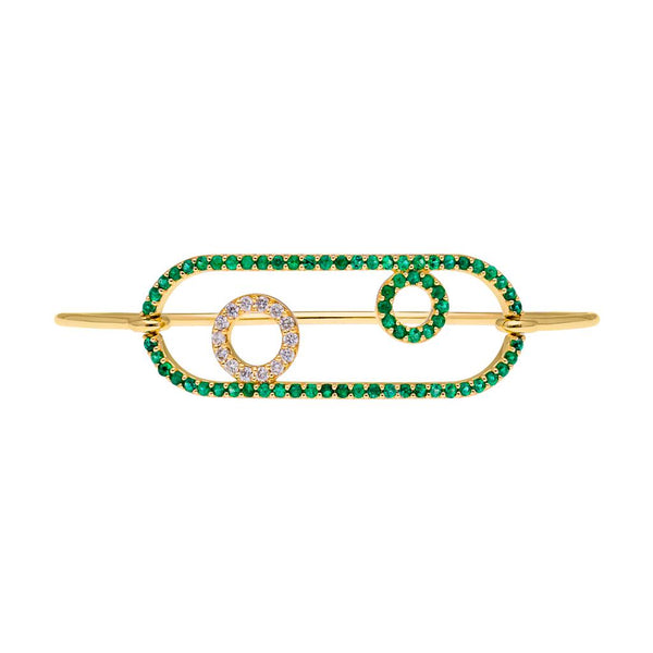 In Between Circles - Emerald Paper-Clip 14k Gold Bangle Bracelet