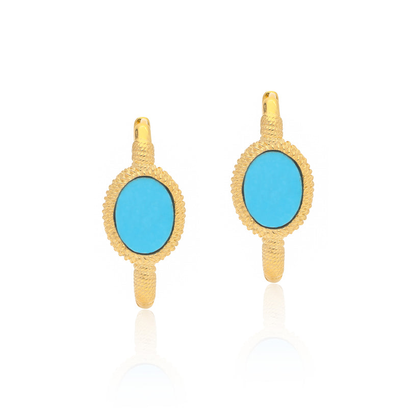 Kora Gold Link Hoops - Turquoise