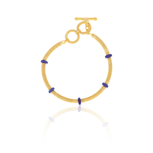 Thea Woven Gold Bracelet - Lapis