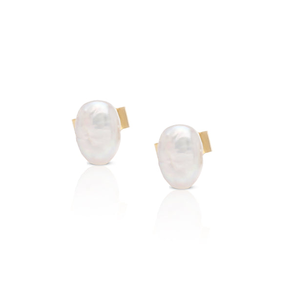 Keshi Pearl 14k Gold Studs