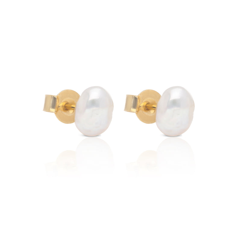 Keshi Pearl 14k Gold Studs