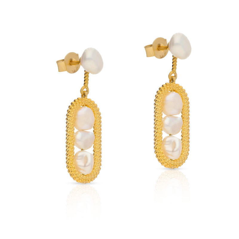 Keshi Pearl Link Vermeil Earrings