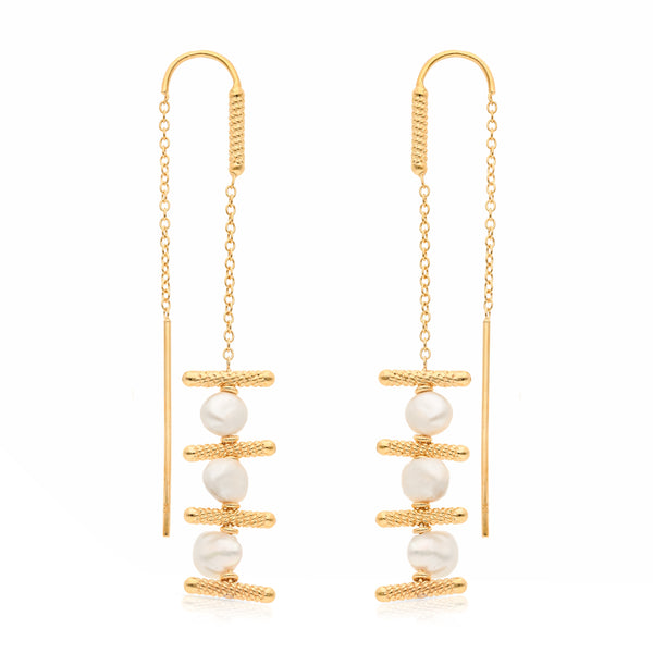 Keshi Pearl Vermeil Threader Earrings