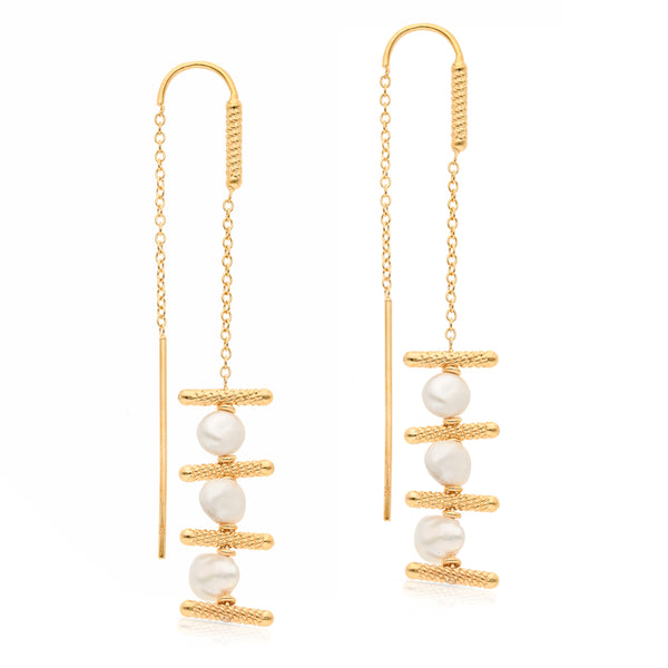 Keshi Pearl Vermeil Threader Earrings