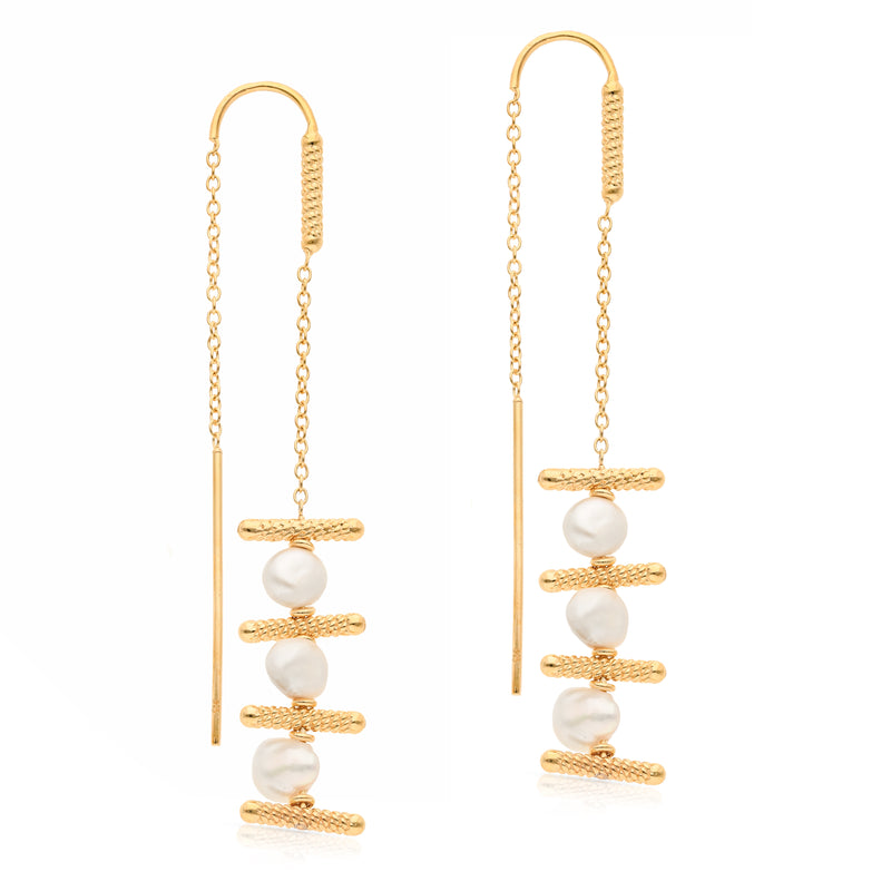 Keshi Pearl Vermeil Threader Earrings