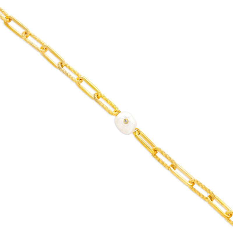 Chunky Link Organic Pearl Vermeil Bracelet