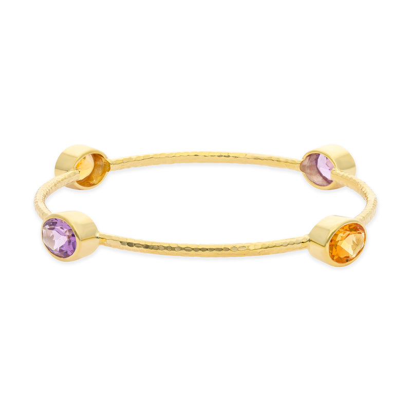 Amethyst & Citrine Hammered Bangle