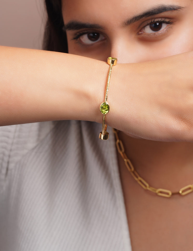 Peridot Hammered Bangle