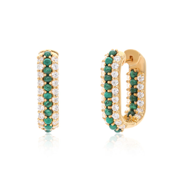 Summer Sparkle U-shaped Hoops - Malachite