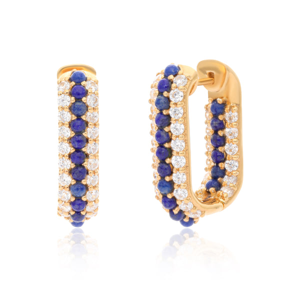 Timeless Sparkle U-Shaped Lapis Lazuli Vermeil Hoops