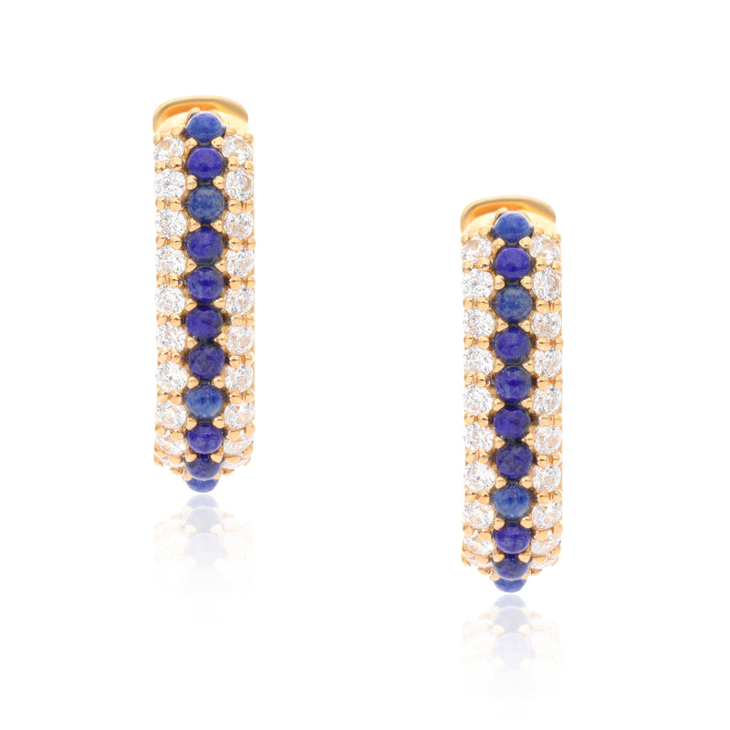 Timeless Sparkle U-Shaped Lapis Lazuli Vermeil Hoops
