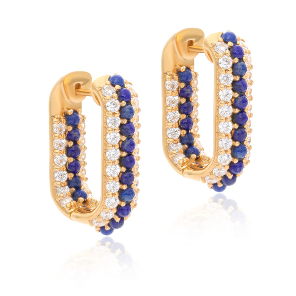 Timeless Sparkle U-Shaped Lapis Lazuli Vermeil Hoops