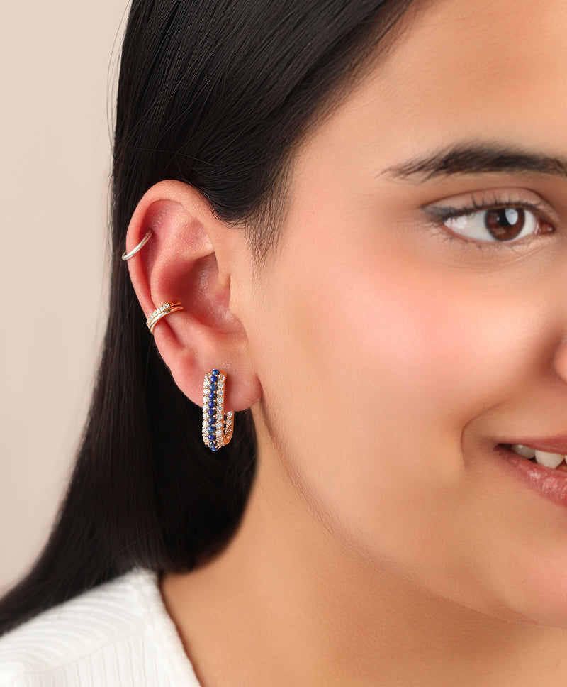 Timeless Sparkle U-Shaped Lapis Lazuli Vermeil Hoops