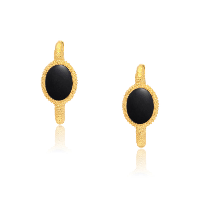 Kora Gold Link Hoops - Black Onyx